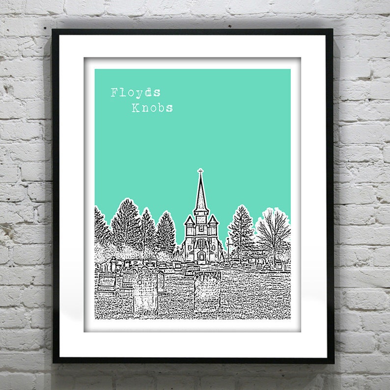 Floyds Knobs Indiana Poster Art Skyline Print IN Etsy