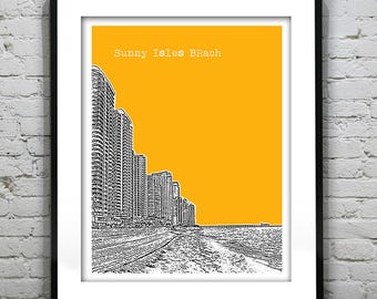 Sunny Isles Beach Poster Art Skyline Print Florida