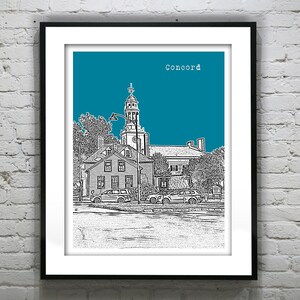 Concord Skyline Poster Art Print Massachusetts MA Item T4610