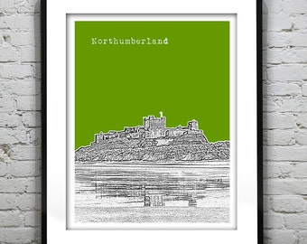 Bamburgh Castle Northumberland England Poster  Art Print UK United Kingdom