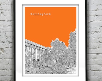 Wallingford CT Skyline Art Print Poster Connecticut Item S5014