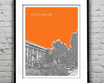 Wallingford CT Skyline Art Print Poster Connecticut Item S5014