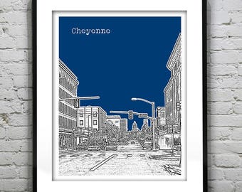 Cheyenne Wyoming Poster Skyline Art Print Item T4280
