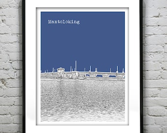 Mantoloking Skyline Poster Art Print New Jersey NJ Version 2