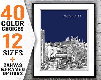 Chapel Hill Downtown Poster Skyline Art Print North Carolina NC Item T5229