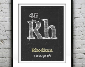 Periodic Table Rhodium Poster Art Print Periodic Table of Elements Rh 45