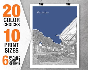 Whittier Poster LA Skyline Art Print California Item T5571