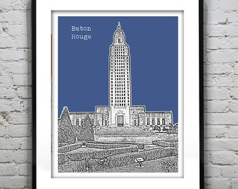 Baton Rouge Skyline Poster Art Print Louisiana Item T4239