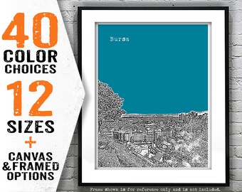 Bursa Turkey City Skyline Poster Art Print Item T4136