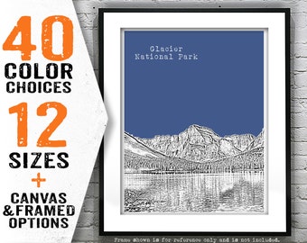 Glacier National Park Montana Mountain Poster Art Skyline Print Item T5147