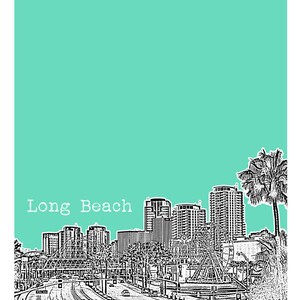 Long Beach California Poster Art Skyline Print Item T4901 - Etsy