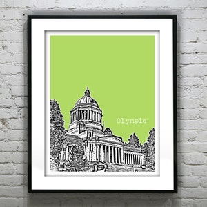 Olympia Washington Poster Skyline Art Print