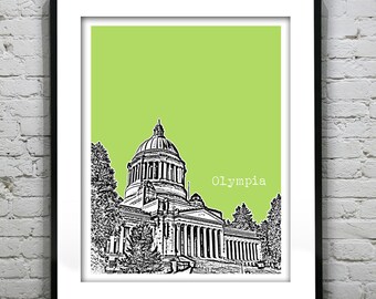 Olympia Washington Poster Skyline Art Print