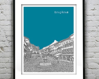 Gruyeres Switzerland Skyline Poster Art Print Item T2482