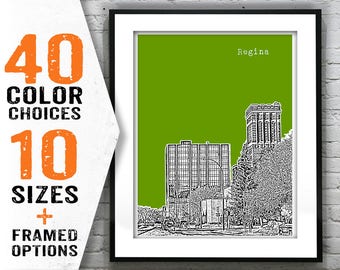 Regina Skyline Poster Art Print Canada Art Print Saskatchewan Item T1428