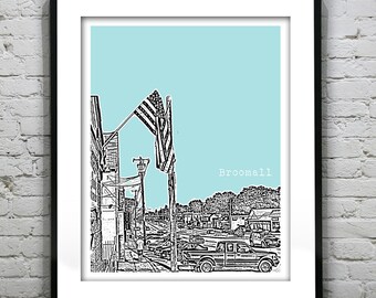 Broomall PA Poster Print Art Pennsylvania Skyline