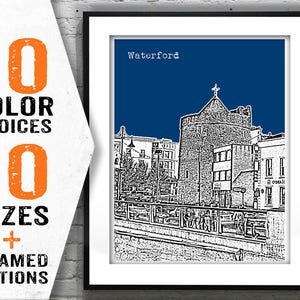Waterford Skyline Poster Art Reginald&#39;s Tower Munster Ireland Item T1429