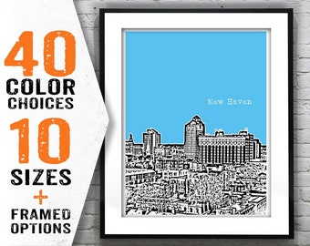 New Haven Connecticut Poster Print Art Skyline CT Item T1681