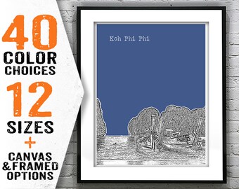 Koh Phi Phi Thailand Skyline Poster Print Art Item T2253