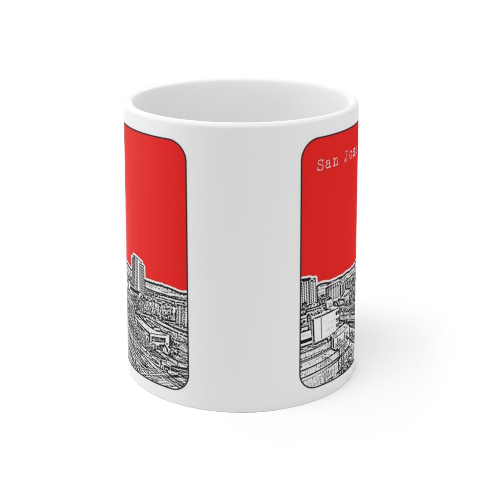 San Jose CA Coffee Cup Mug California Skyline Art Etsy