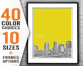 Akron Poster Print Art Ohio Skyline OH Item T1706