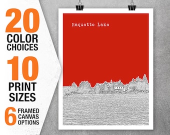Raquette Lake New York Poster Print Art Skyline NY Item T4684