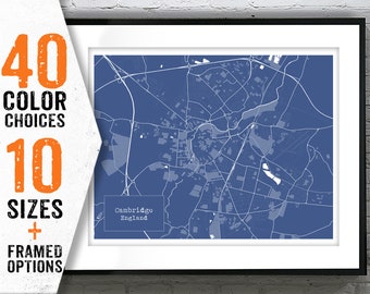 Cambridge England Blueprint Map Poster Art Print UK Item T1933