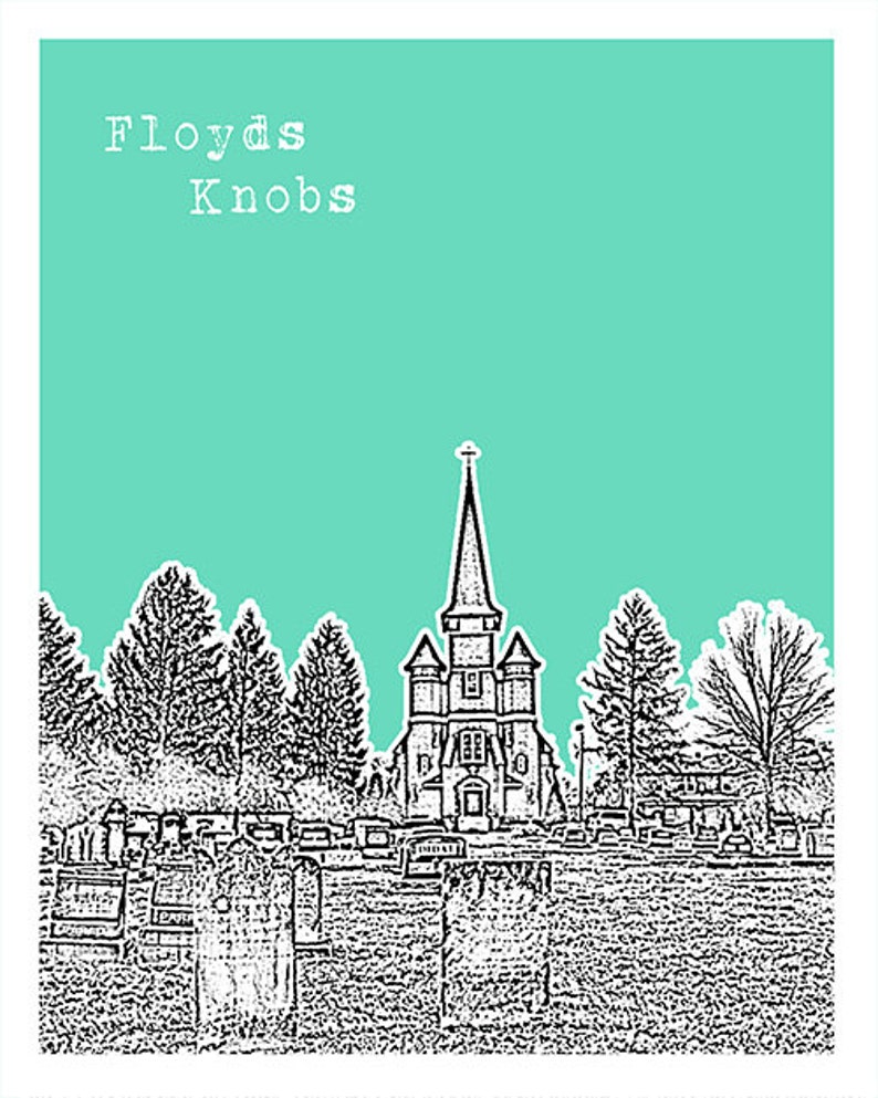 Floyds Knobs Indiana Poster Art Skyline Print IN Etsy