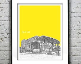 Davis California Skyline Poster Art Print Davis CA Item T2501