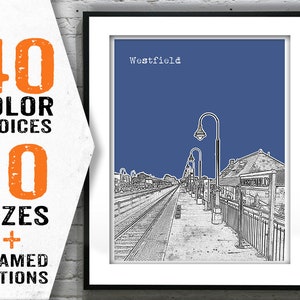 Westfield New Jersey Skyline Poster Print Art NJ Item T1446