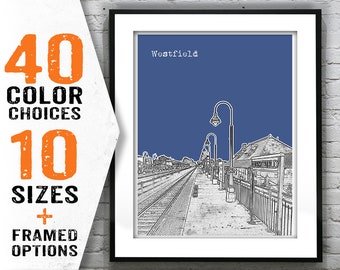 Westfield New Jersey Skyline Poster Print Art NJ Item T1446