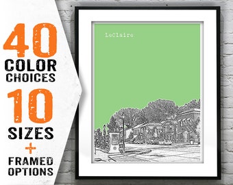 LeClaire Iowa Poster Art Skyline Print IA Item S5027