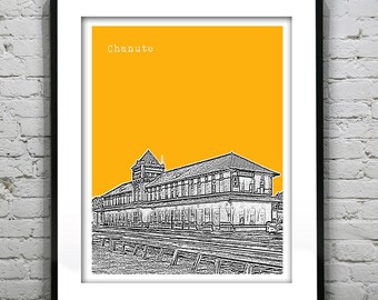 Chanute Kansas Poster Art City Skyline Print KS Version 1