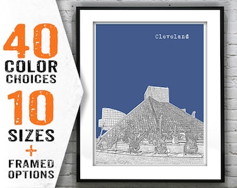 Cleveland SkylinePoster Print Art Ohio OH Rock and Roll Hall of Fame Item T1701
