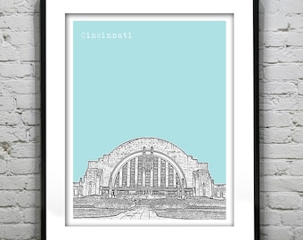 Cincinnati Poster Art Print Ohio OH Cincinnati Union Terminal Building Item T4896