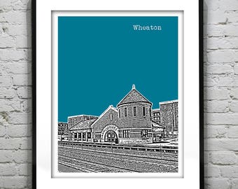 Wheaton Illinois Skyline Poster Art Print IL Version 1
