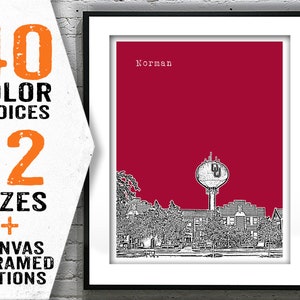 Norman Oklahoma City Skyline Poster Art Print Item T2327