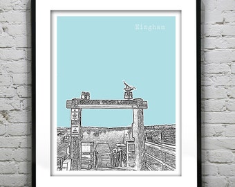 Hingham Massachusetts Skyline Poster Art Print MA Item T4186