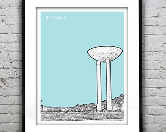Holmdel New Jersey Poster Skyline Art Print NJ Water Tower