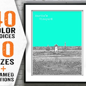 Martha&#39;s Vineyard Skyline Poster Art Print  Massachusetts Lighthouse Item T1711