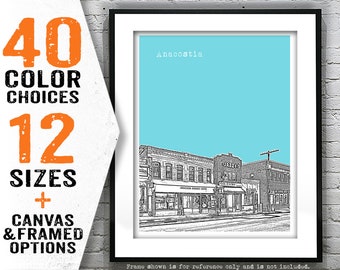 Washington DC Anacostia Neighborhood Poster Print Skyline Art Item T4024