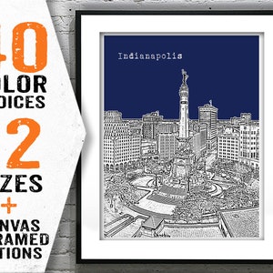 Indianapolis Poster Art Skyline Print Soldiers and Sailors Monument Indiana Item T2659