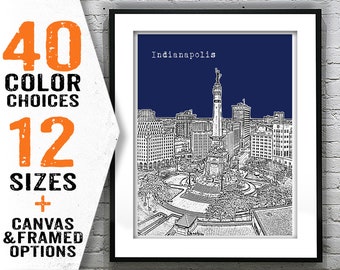Indianapolis Poster Art Skyline Print Soldiers and Sailors Monument Indiana Item T2659