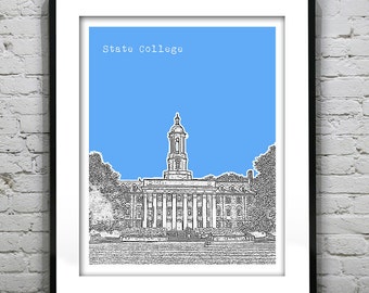 State College Skyline Poster Print Art Pennsylvania PA Item T4544