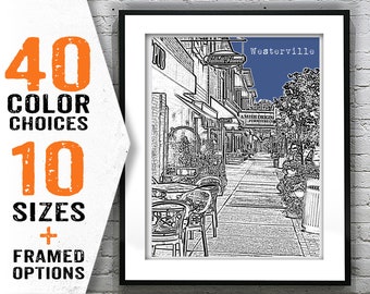 Westerville Skyline Poster Art Print Ohio OH Item T1799