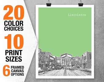 Lincolnton North Carolina Skyline Poster Art Print NC Item T5322