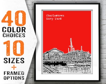 Charlestown Boston Navy Yard Skyline Poster Art Print Massachusetts MA Item T1212