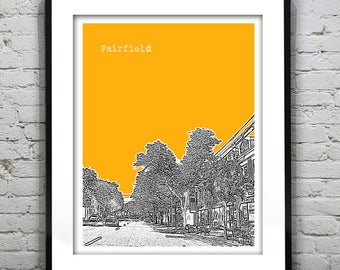 Fairfield Skyline Poster Art Print CT Version 1