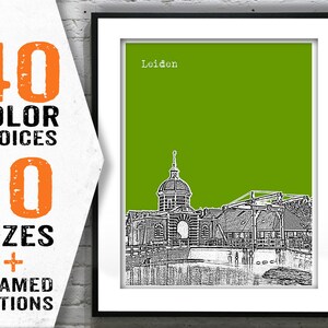 Leiden Netherlands City Skyline Poster Art Print Item T1597