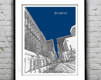 Houston Skyline Poster Art Print Texas TX Version 4